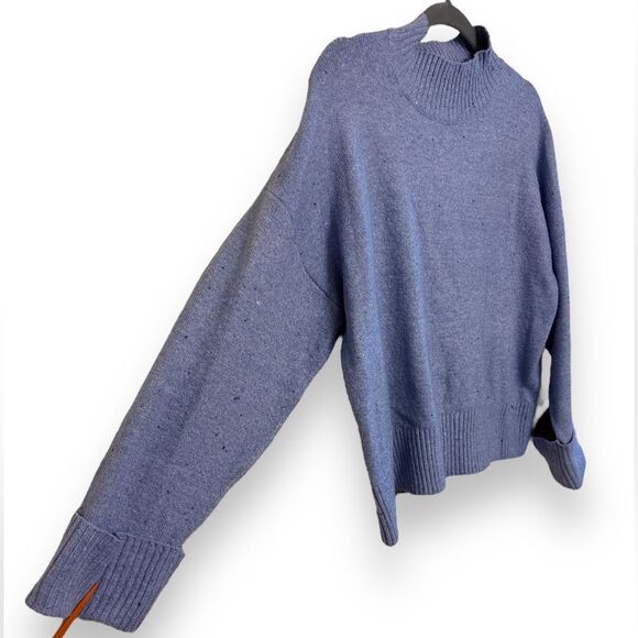 Retrology XL Cropped Knit Sweater Lightweight Turtleneck Purple / Blue - Picture 2 of 5